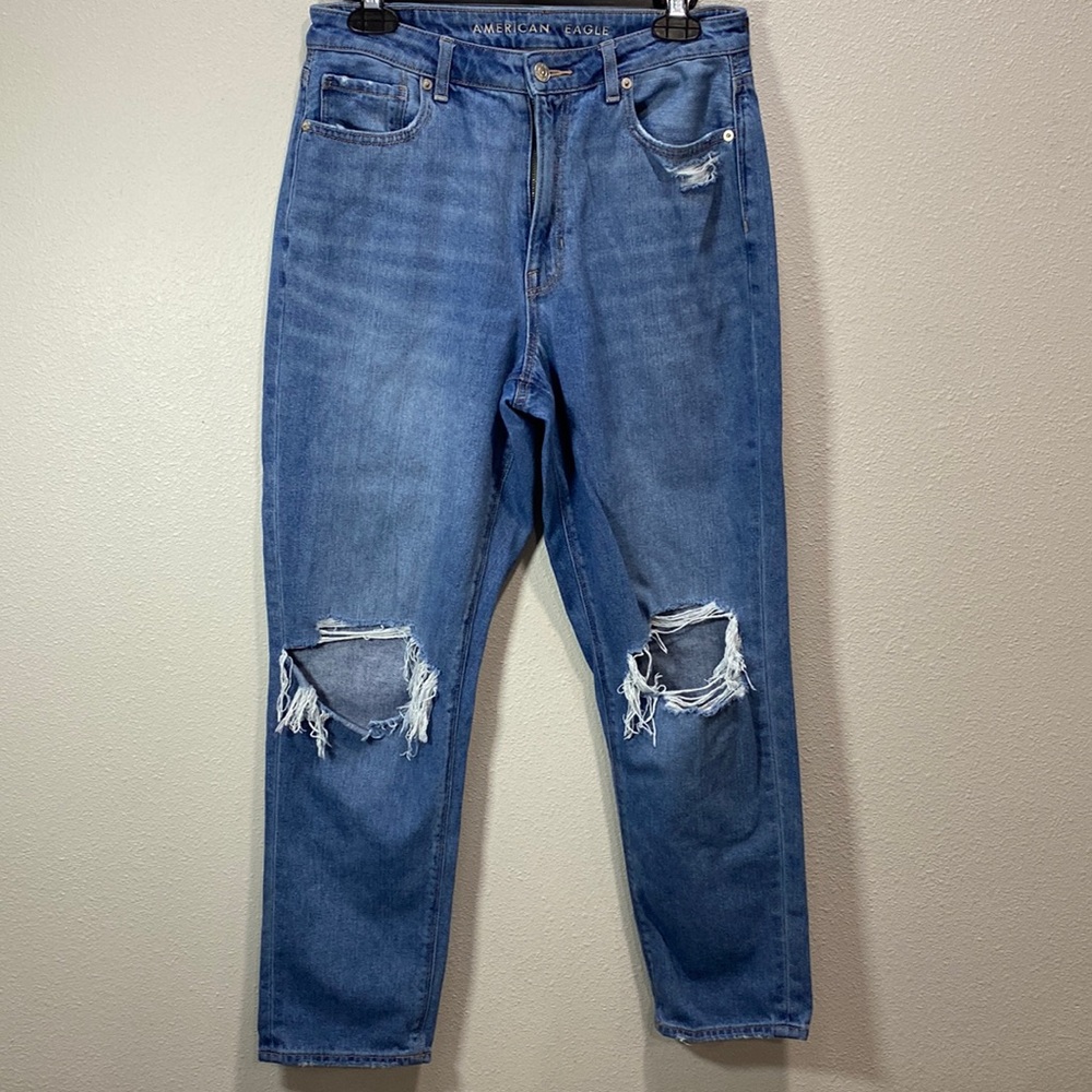 American Eagle mom jean destroyed ripped